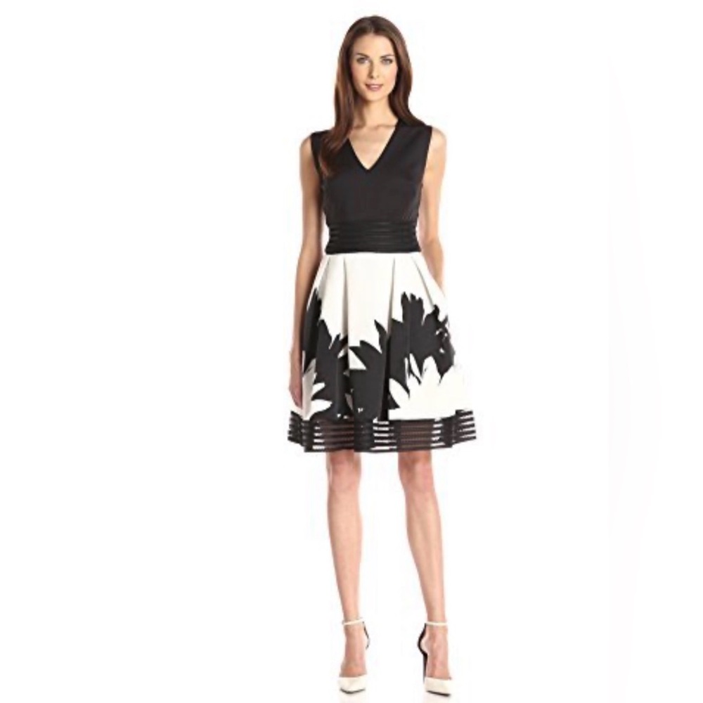 NWT Taylor Dresses Women's Fit-and-Flare Scuba Dress pockets Size 6 style 8096M